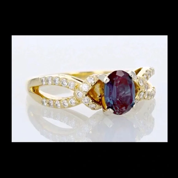 🌹FINAL PRICE REDUCTION $2000🌹 GIA CERTIFIED ALEXANDRITE AND DIAMOND RING - Picture 12 of 16
